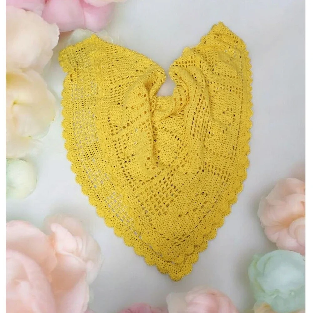 Crochet Duckies Pattern Baby Blanket‎ Yellow Handmade Knit Afghan Nursery Decor